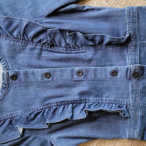 NWT! Madewell Denim Ruffle-Front Style Dress - Picture 5 of 12